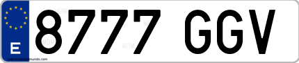 Ejemplo de matrícula de coche ordinaria 8777 GGV