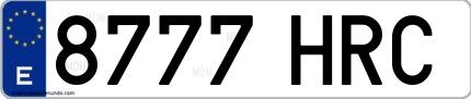 Ejemplo de matrícula española 8777 HRC