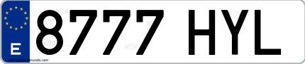 Ejemplo de matrícula española 8777 HYL
