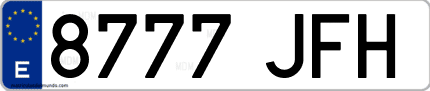 Ejemplo de matrícula de coche ordinaria 8777 JFH