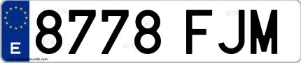 Ejemplo de matrícula española 8778 FJM