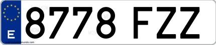 Ejemplo de matrícula española 8778 FZZ