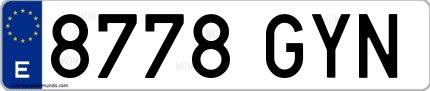 Ejemplo de matrícula española 8778 GYN