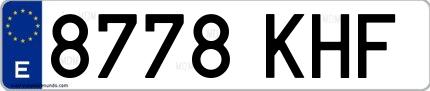 Ejemplo de matrícula española 8778 KHF