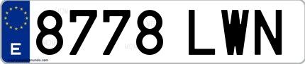 Ejemplo de matrícula española 8778 LWN