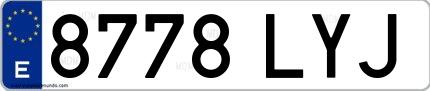Ejemplo de matrícula española 8778 LYJ