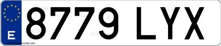 Ejemplo de matrícula española 8779 LYX