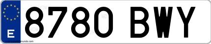 Ejemplo de matrícula española 8780 BWY