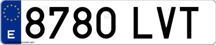 Ejemplo de matrícula española 8780 LVT