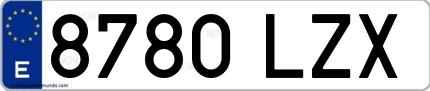 Ejemplo de matrícula española 8780 LZX