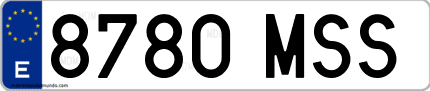 Ejemplo de matrícula de coche ordinaria 8780 MSS