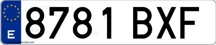 Ejemplo de matrícula española 8781 BXF