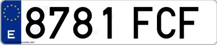 Ejemplo de matrícula española 8781 FCF