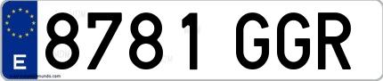 Ejemplo de matrícula española 8781 GGR