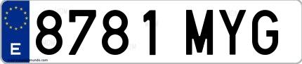 Ejemplo de matrícula española 8781 MYG