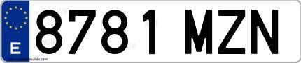 Ejemplo de matrícula española 8781 MZN