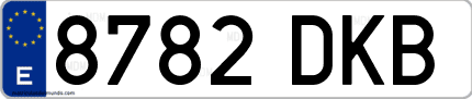 Ejemplo de matrícula de coche ordinaria 8782 DKB