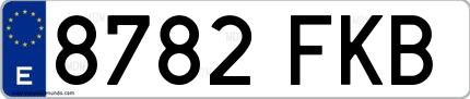 Ejemplo de matrícula española 8782 FKB