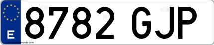 Ejemplo de matrícula española 8782 GJP