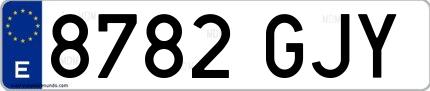 Ejemplo de matrícula española 8782 GJY