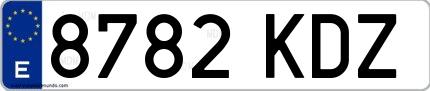 Ejemplo de matrícula española 8782 KDZ