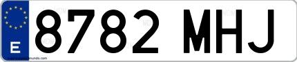 Ejemplo de matrícula española 8782 MHJ