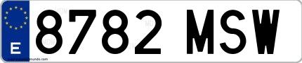 Ejemplo de matrícula española 8782 MSW