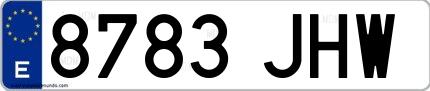 Ejemplo de matrícula española 8783 JHW