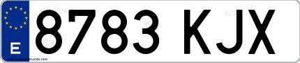 Ejemplo de matrícula española 8783 KJX