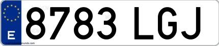 Ejemplo de matrícula española 8783 LGJ