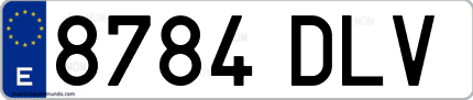 Ejemplo de matrícula de coche ordinaria 8784 DLV