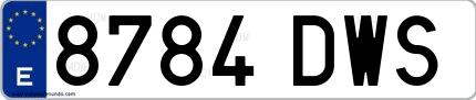 Ejemplo de matrícula española 8784 DWS
