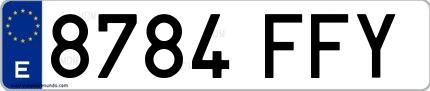 Ejemplo de matrícula española 8784 FFY