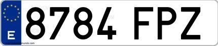 Ejemplo de matrícula española 8784 FPZ