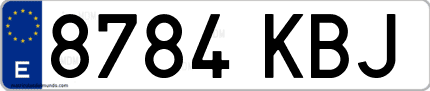 Ejemplo de matrícula de coche ordinaria 8784 KBJ