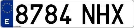 Ejemplo de matrícula española 8784 NHX