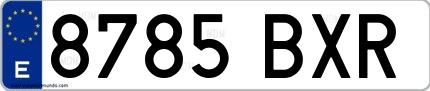 Ejemplo de matrícula española 8785 BXR