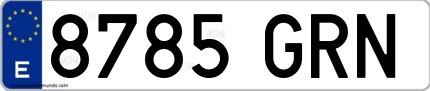 Ejemplo de matrícula española 8785 GRN