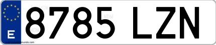 Ejemplo de matrícula española 8785 LZN