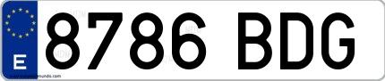 Ejemplo de matrícula española 8786 BDG