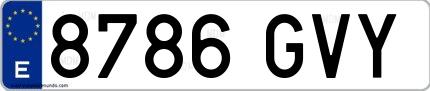Ejemplo de matrícula española 8786 GVY