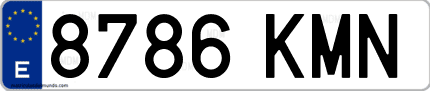 Ejemplo de matrícula de coche ordinaria 8786 KMN