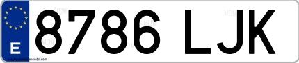Ejemplo de matrícula española 8786 LJK