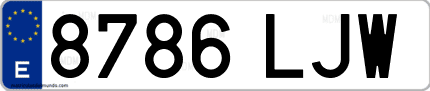 Ejemplo de matrícula de coche ordinaria 8786 LJW