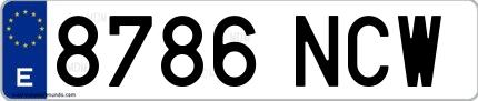 Ejemplo de matrícula española 8786 NCW