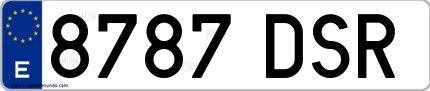 Ejemplo de matrícula española 8787 DSR