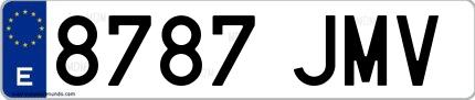 Ejemplo de matrícula española 8787 JMV