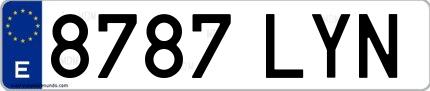 Ejemplo de matrícula española 8787 LYN