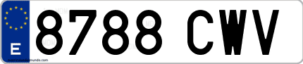 Ejemplo de matrícula de coche ordinaria 8788 CWV