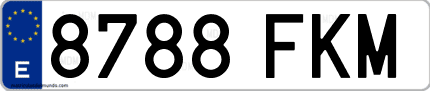 Ejemplo de matrícula de coche ordinaria 8788 FKM